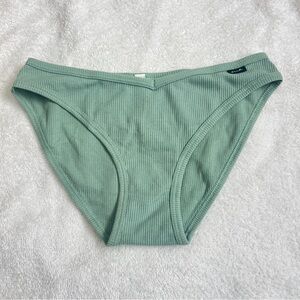 Pink by Victoria Secret ribbed green bikini cut panties size small NWT